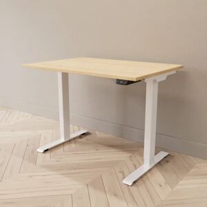 Direkt Interiör Hæve sænkebord - Professional, Størrelse 100x70 cm, Bordplade Birk, Stativ Hvid