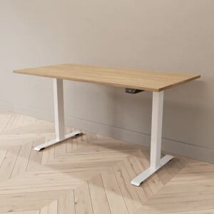 Direkt Interiör Hæve sænkebord - Professional, Størrelse 140x70 cm, Bordplade Eg, Stativ Hvid
