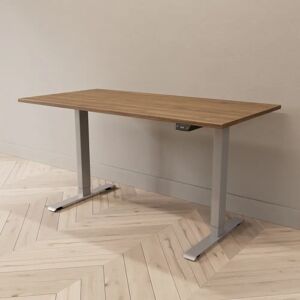 Direkt Interiör Hæve sænkebord - Professional, Størrelse 140x70 cm, Bordplade Valnød, Stativ Sølv