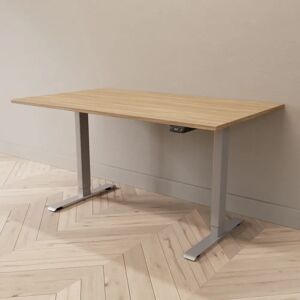 Direkt Interiör Hæve sænkebord - Professional, Størrelse 140x80 cm, Bordplade Eg, Stativ Sølv