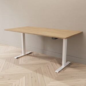 Direkt Interiör Hæve sænkebord - Standard, Størrelse 160x80 cm, Bordplade Eg, Stativ Hvid