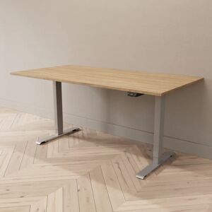 Direkt Interiör Hæve sænkebord - Standard, Størrelse 160x80 cm, Bordplade Eg, Stativ Sølv