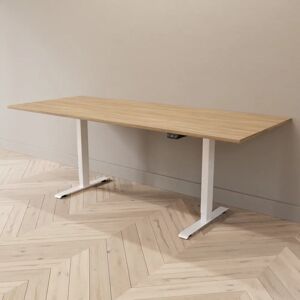 Direkt Interiör Hæve sænkebord - Standard, Størrelse 200x80 cm, Bordplade Eg, Stativ Hvid