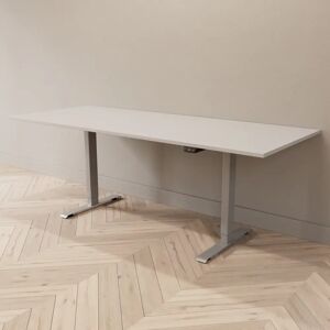Direkt Interiör Hæve sænkebord - Professional, Størrelse 200x80 cm, Bordplade Lysegrå, Stativ Sølv