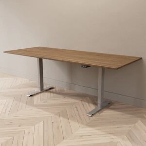 Direkt Interiör Hæve sænkebord - Professional, Størrelse 200x80 cm, Bordplade Valnød, Stativ Sølv