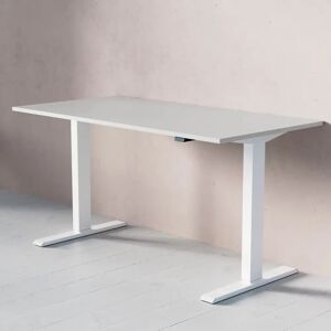 Direkt Interiör Hæve Sænkebord - Standard, Størrelse 140x70 cm, Bordplade Lysegrå, Understel Hvid