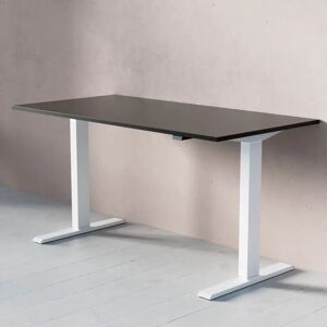 Direkt Interiör Hæve Sænkebord - Standard, Størrelse 140x70 cm, Bordplade Sort, Understel Hvid