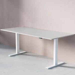 Direkt Interiör Hæve Sænkebord - Standard, Størrelse 180x80 cm, Bordplade Lysegrå, Understel Hvid