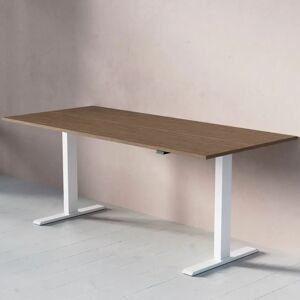 Direkt Interiör Hæve Sænkebord - Standard, Størrelse 180x80 cm, Bordplade Valnød, Understel Hvid