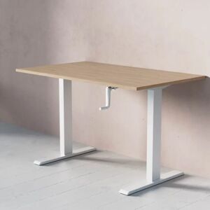Direkt Interiör Standard Hæve- sænkebord med håndsving, Størrelse 120x70 cm, Bordplade Eg, Stativ Hvid