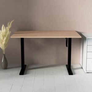 Direkt Interiör Standard Hæve- sænkebord med håndsving, Størrelse 120x80 cm, Bordplade Eg, Stativ Sort