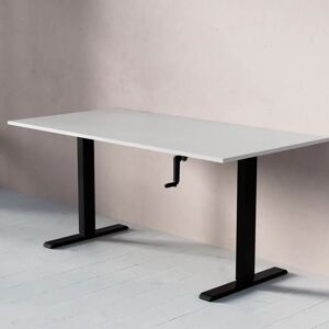 Direkt Interiör Standard Hæve- sænkebord med håndsving, Størrelse 160x80 cm, Bordplade Lysegrå, Stativ Sort