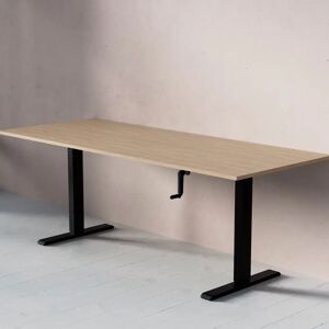 Direkt Interiör Standard Hæve- sænkebord med håndsving, Størrelse 200x80 cm, Bordplade Eg, Stativ Sort