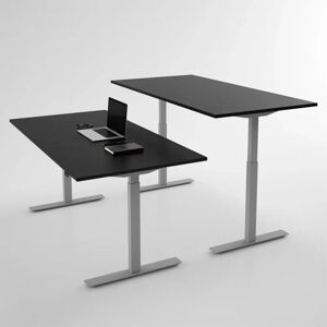 Direkt Interiör Hæve sænkebord - Pro3, Størrelse 200x80 cm, Bordplade Sort, Stativ Sølv