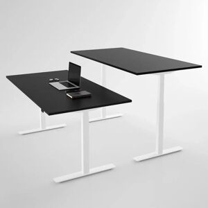 Direkt Interiör Hæve sænkebord - Pro3, Størrelse 100x70 cm, Bordplade Sort, Stativ Hvid