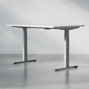 Brizley of Scandinavia Hæve sænkebord - Premium, Størrelse 120x80 cm, Bordplade Hvid, Stativ Sølv
