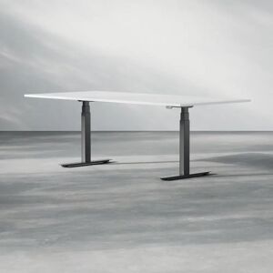 Direkt Interiör Hæve sænke konferencebord Modul, Størrelse 220 cm, Ben Sort, Farve Hvid