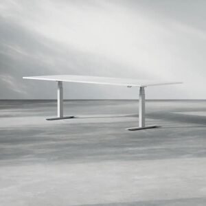 Direkt Interiör Hæve sænke konferencebord Modul, Størrelse 280 cm, Ben Sølv, Farve Hvid