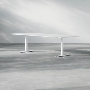 Direkt Interiör Hæve sænke konferencebord Modul, Størrelse 280 cm, Ben Hvid, Farve Hvid