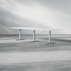 Direkt Interiör Hæve sænke konferencebord Modul, Størrelse 320 cm, Ben Sølv, Farve Hvid