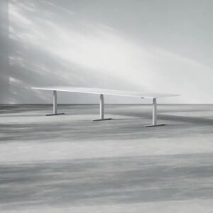 Direkt Interiör Hæve sænke konferencebord Modul, Størrelse 440 cm, Ben Sølv, Farve Hvid