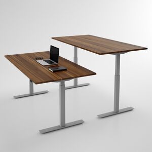 Direkt Interiör Hæve sænkebord - Pro3, Størrelse 120x60 cm, Bordplade Valnød, Stativ Sølv