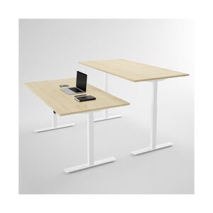 Direkt Interiör Hæve sænkebord - Pro3, Størrelse 100x80 cm, Bordplade Birk, Stativ Hvid