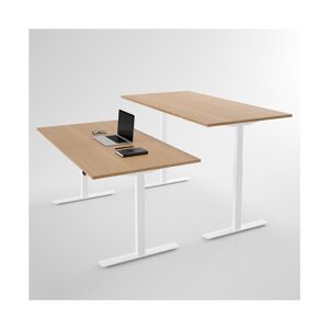 Direkt Interiör Hæve sænkebord - Pro3, Størrelse 100x70 cm, Bordplade Eg, Stativ Hvid