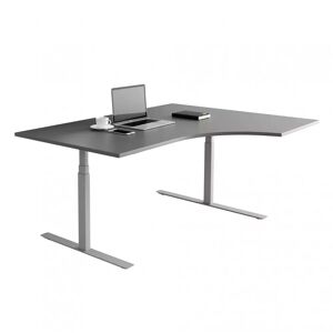 Direkt Interiör Fast buet skrivebord, Størrelse 160x120 cm, Understel Sølv, Farve Mørkegrå