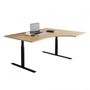 Direkt Interiör Fast buet skrivebord, Størrelse 160x120 cm, Understel Sort, Farve Eg