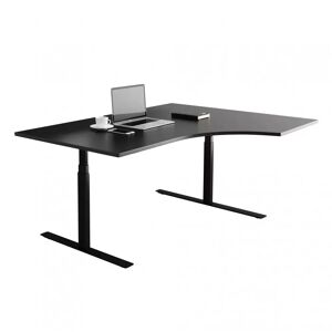 Direkt Interiör Fast buet skrivebord, Størrelse 200x120 cm, Understel Sort, Farve Sort