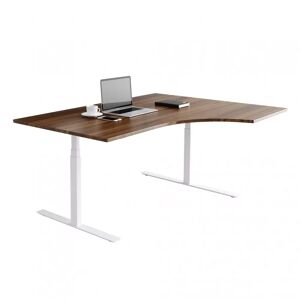 Direkt Interiör Fast buet skrivebord, Størrelse 200x120 cm, Understel Hvid, Farve Valnød