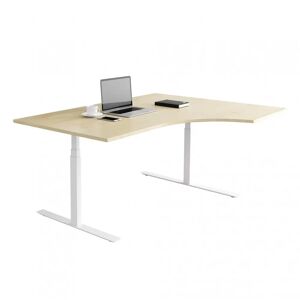 Direkt Interiör Fast buet skrivebord, Størrelse 160x120 cm, Understel Hvid, Farve Birk