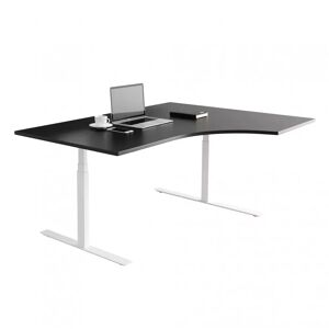 Direkt Interiör Fast buet skrivebord, Størrelse 160x120 cm, Understel Hvid, Farve Sort