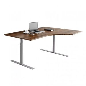Direkt Interiör Fast buet skrivebord, Størrelse 200x120 cm, Understel Sølv, Farve Valnød
