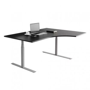 Direkt Interiör Fast buet skrivebord, Størrelse 180x120 cm, Understel Sølv, Farve Sort