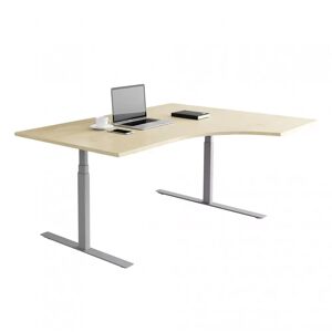 Direkt Interiör Fast buet skrivebord, Størrelse 160x120 cm, Understel Sølv, Farve Birk