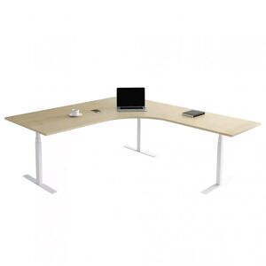 Direkt Interiör Fast hjørne skrivebord, Størrelse 160 x 200 cm, Bordplade Birk, Stativ Hvid