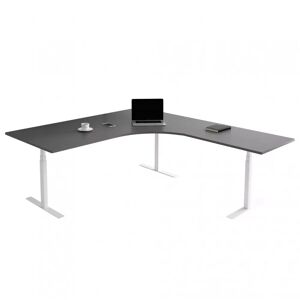 Direkt Interiör Fast hjørne skrivebord, Størrelse 160 x 200 cm, Bordplade Mørkegrå, Stativ Hvid