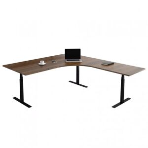 Direkt Interiör Fast hjørne skrivebord, Størrelse 160 x 200 cm, Bordplade Valnød, Stativ Sort