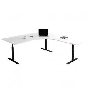Direkt Interiör Fast hjørne skrivebord, Størrelse 160 x 200 cm, Bordplade Hvid, Stativ Sort