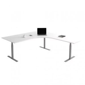 Direkt Interiör Fast hjørne skrivebord, Størrelse 180 x 200 cm, Bordplade Hvid, Stativ Sølv
