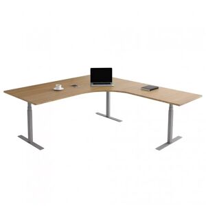 Direkt Interiör Fast hjørne skrivebord, Størrelse 160 x 200 cm, Bordplade Eg, Stativ Sølv