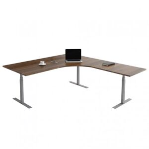 Direkt Interiör Fast hjørne skrivebord, Størrelse 160 x 200 cm, Bordplade Valnød, Stativ Sølv