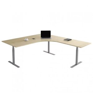 Direkt Interiör Fast hjørne skrivebord, Størrelse 160 x 200 cm, Bordplade Birk, Stativ Sølv