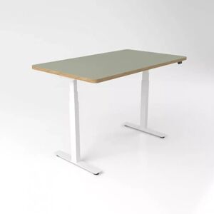 Brizley of Scandinavia Hæve sænkebord Premium Plus - Linoleum, 120x70 cm, Ben Hvid, Farve Olive 4184