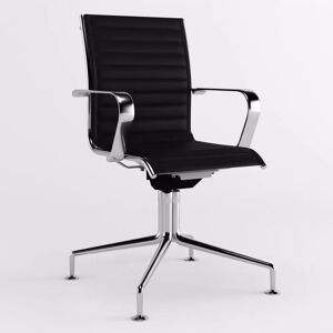 Italian furniture Konference stol Origami IN - Lav ryg, glide fødder, Betræk Sort 100% læder (176)