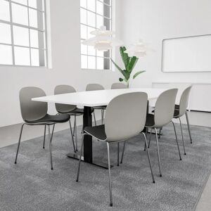Generic Konference bord SET 8 personer - Agenda + Profim Noor, Bordplade Hvid, Stol Metal Silver / Misty Grey / Dark Grey