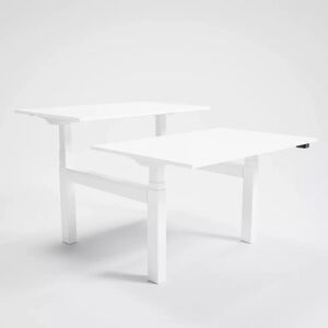 Brizley of Scandinavia Hæve Sænke dubbelskrivebord AdjusTable Bench PRO6, Størrelse 180x80 cm, Bordplade Hvid, Stativ Hvid