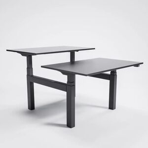 Brizley of Scandinavia Hæve Sænke dubbelskrivebord AdjusTable Bench PRO6, Størrelse 140x80 cm, Bordplade Sort, Stativ Sort